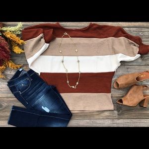 She & Sky color block dolman sleeve knit sweater